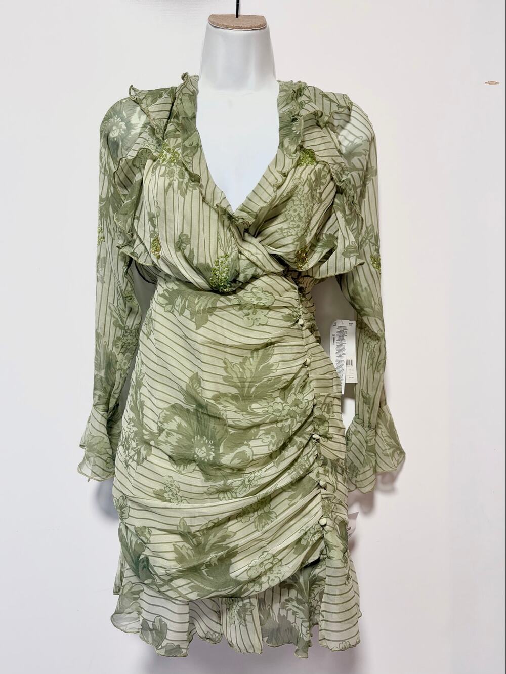 Asos Design Green embellished mini dress with ruffle detail in green floral